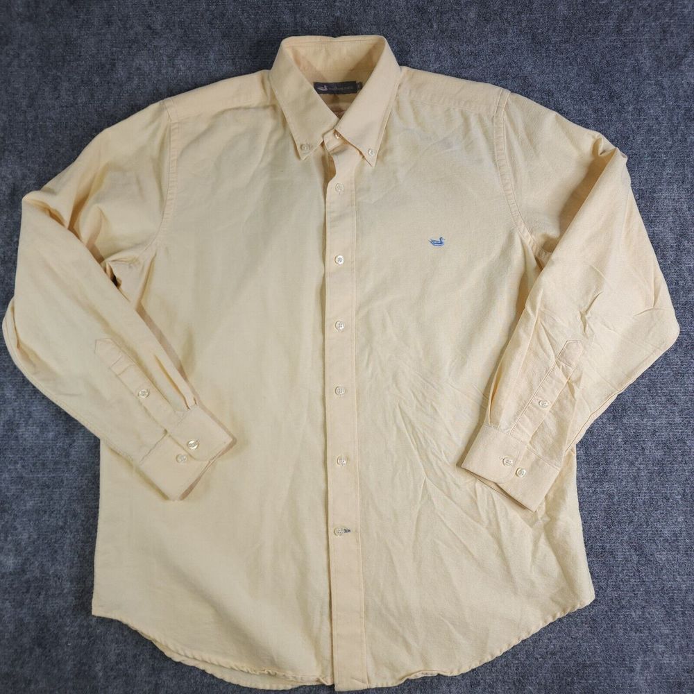 Southern Marsh Shirt Small Long Sleeve Button Down Yellow Solid Logo Cotton